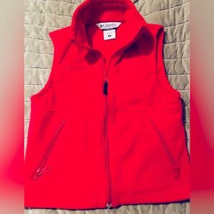 Columbia Fleece Vest. Youth 8. Zip up. Red